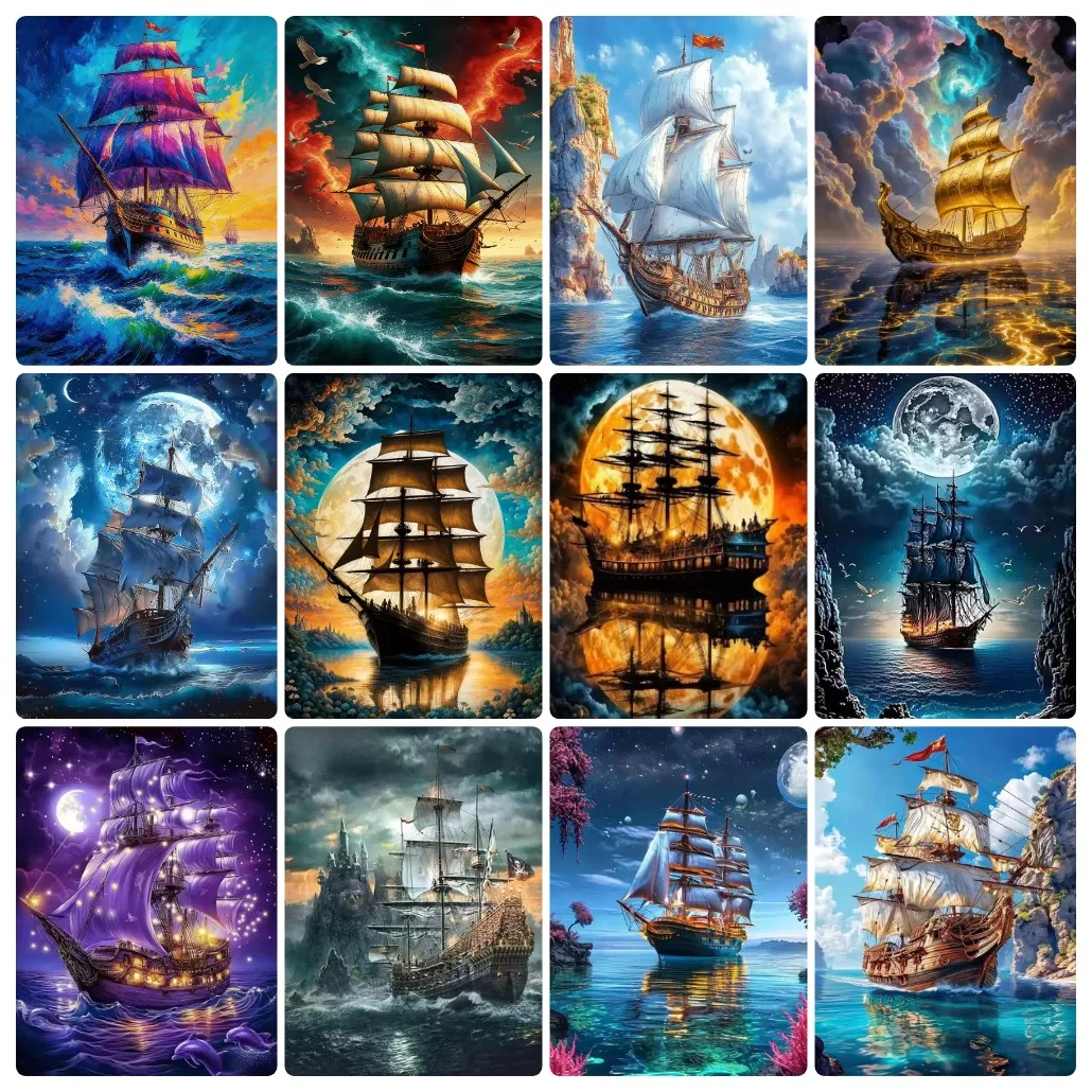 Diamond Painting Sailboat Land - Resin Art Work ulasan dan harga